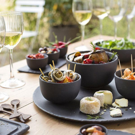 Блюдо для пиццы «Базальт»; фарфор; D=32см; черный,матовый