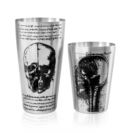 Шейкер Lumian Yokai Boston Leonardo Tin & Half Tin, 18-28 oz, серебро с гравировкой