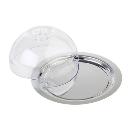 Поднос с крышкой сервиров.; полистирол,сталь нерж.; D=22/9.5см