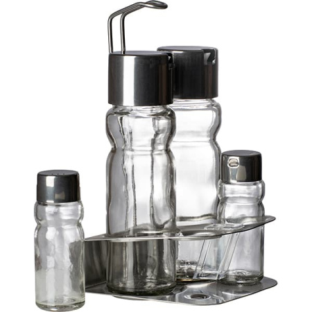 Набор для специй 4 пр-та на подставке; стекло,сталь нерж.