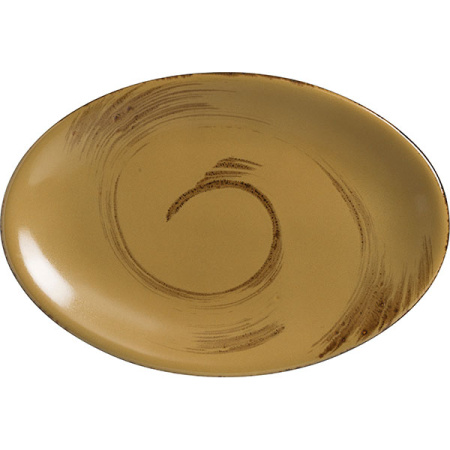 Блюдо овал. коричнево-оливковый; фарфор; L=34,B=23см