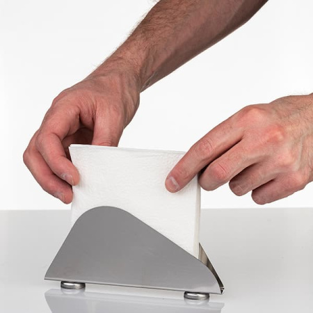 Салфетница; сталь; H=7.5,L=16.7,B=2см; серебрян.