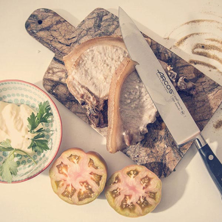 Нож поварской «Ривьера»; сталь нерж.,полиоксиметилен; L=43/30,B=5.8см; черный,металлич.