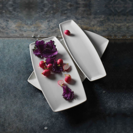 Блюдо «Монако Вайт»; фарфор; H=1.7,L=36,B=10см; белый