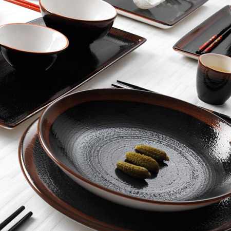 Тарелка мелкая «Кото»; фарфор; D=30,H=1.8см; черный,коричнев.