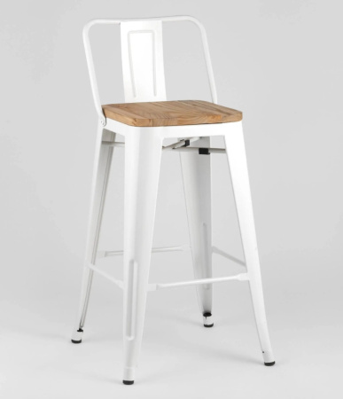Стул полубарный TOLIX WOOD со спинкой белый глянцевый