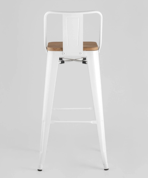 Стул барный TOLIX WOOD со спинкой белый глянцевый