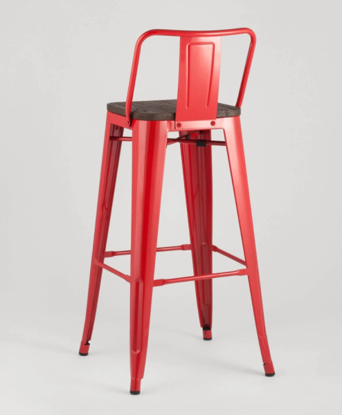 Стул барный TOLIX WOOD со спинкой красный глянцевый