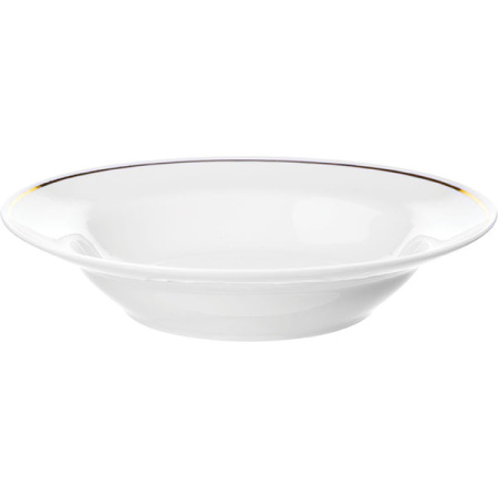 Тарелка глубокая «Идиллия»; 500мл; D=24см; белый,золотой