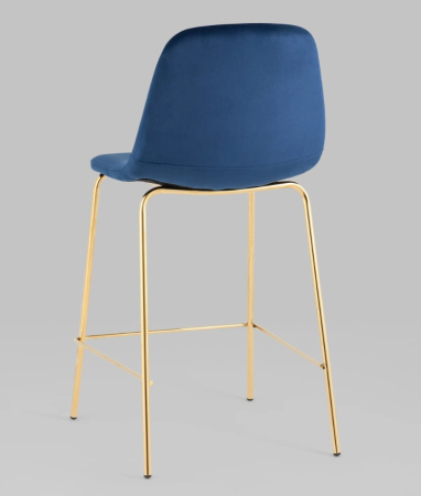 Стул полубарный Валенсия SN велюр синий золотые ножки