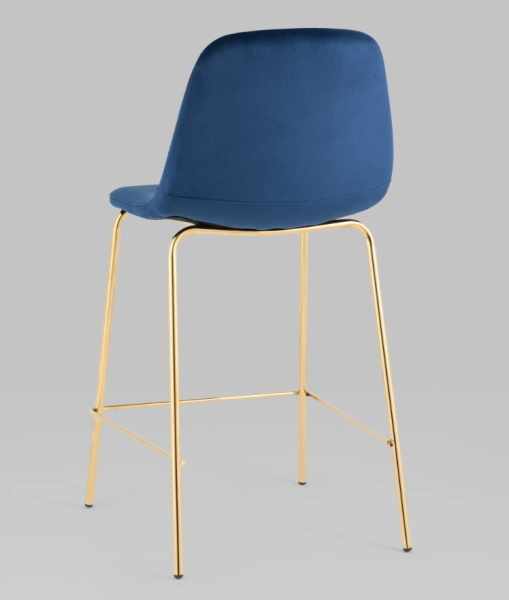 Стул полубарный Валенсия SN велюр синий золотые ножки