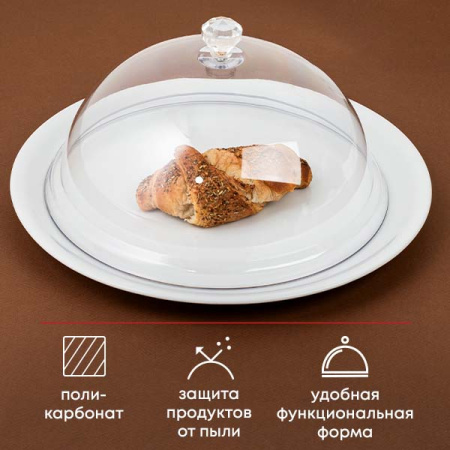 Крышка для тарелки; поликарбонат; D=25,H=13.5см; прозр.