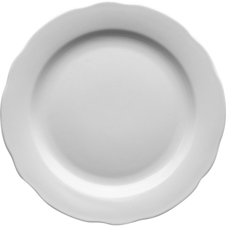 Тарелка мелкая фигур.край; фарфор; D=24,H=2.8см; белый