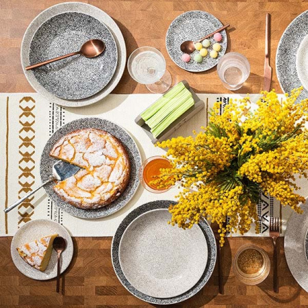 Салатник; фарфор; D=20.5см; белый,черный