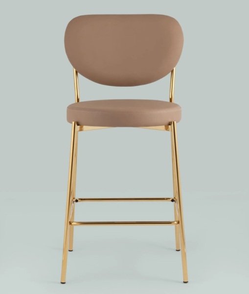 Стул полубарный Барбара NEW экокожа бежевая золотые ножки