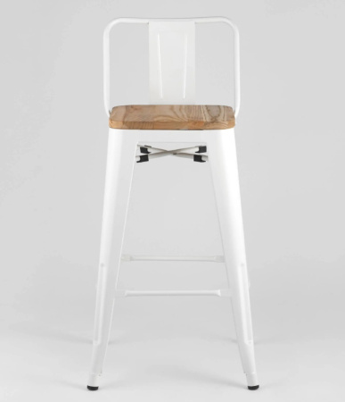 Стул полубарный TOLIX WOOD со спинкой белый глянцевый
