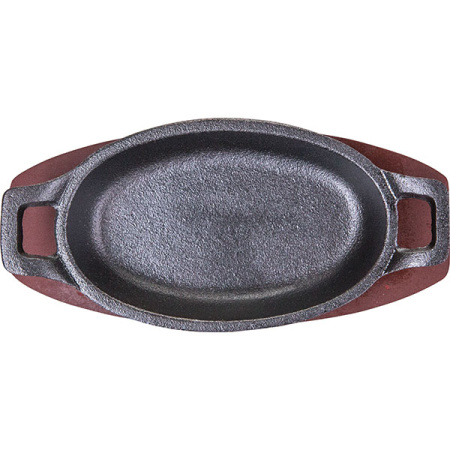 Сковорода для фахитос овал.на подставке; чугун,дерево; H=4.5,L=15.5,B=9.5см