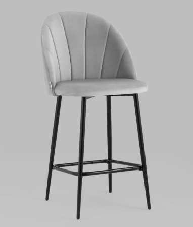 Стул полубарный Логан велюр светло-серый