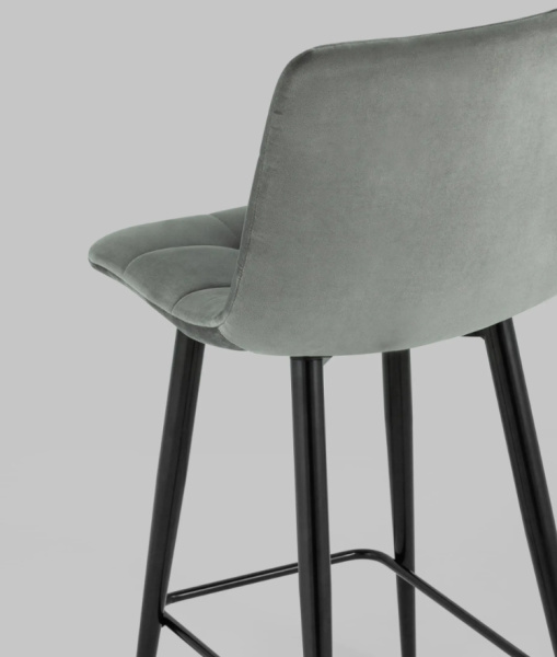 Стул полубарный Джанго велюр серый высота сиденья 60 см