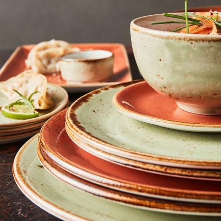 Тарелка мелкая «Крафт»; фарфор; D=25,H=2см; зелен.