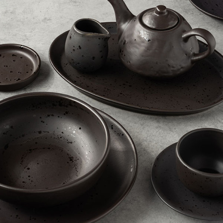 Тарелка плоская б/полей «Оникс»; керамика; D=210,H=23мм; черный