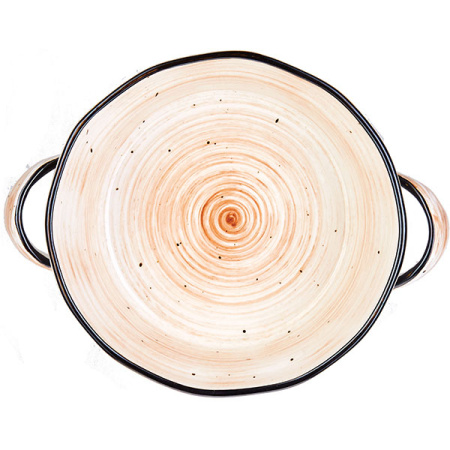 Блюдо для запек.с ручк. «Пастораль»; фарфор; 550мл; D=15.5,H=5,L=19.6см; оранжев.