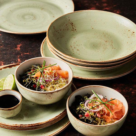 Салатник «Крафт»; фарфор; 650мл; D=20.5,H=4см; зелен.