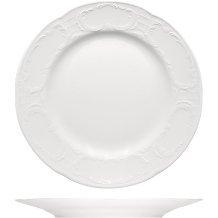 Тарелка мелкая «Моцарт» высокий край; фарфор; D=24,H=2.7см; белый