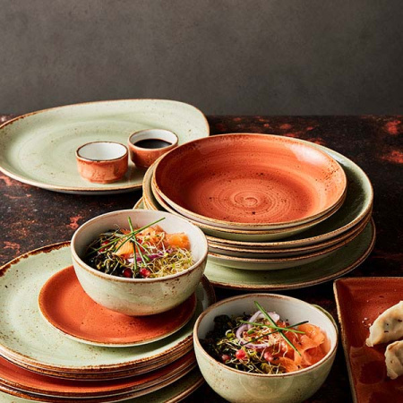 Салатник «Крафт»; фарфор; 457мл; D=12.7,H=7см; зелен.