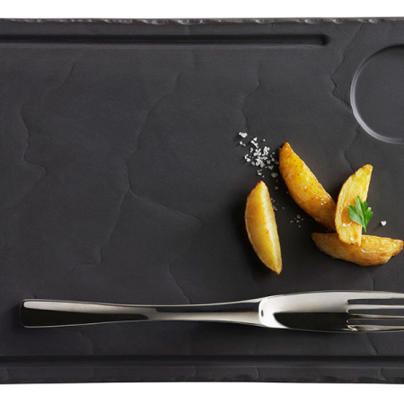 Блюдо для гамбургера «Базальт»; фарфор; D=6.8,L=33,B=20см; черный,матовый