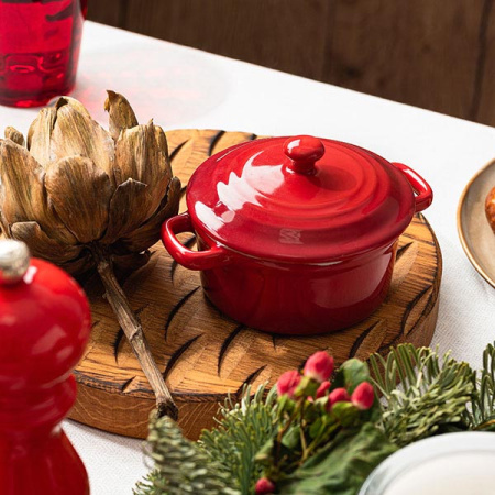 Горшок для запекания «Форно»; керамика; 200мл; D=10,H=9см; красный