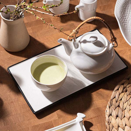 Блюдо для подачи прямоуг.; фарфор; H=1.5,L=30,B=17см; белый,черный