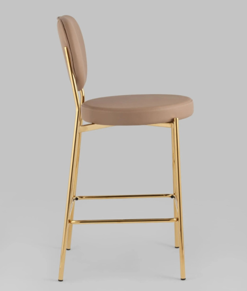 Стул полубарный Барбара NEW экокожа бежевая золотые ножки