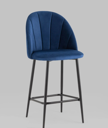Стул полубарный Логан велюр синий