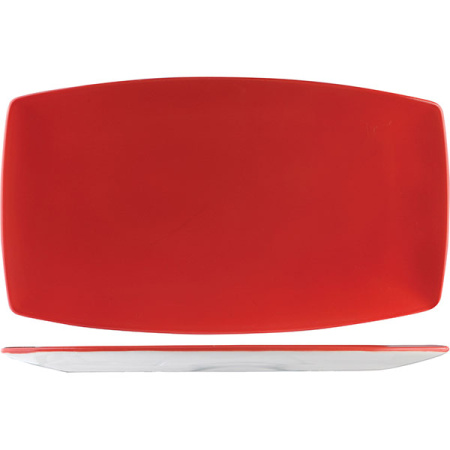 Блюдо «Фиренза ред»; фарфор; H=2,L=36,B=20.3см; красный,белый