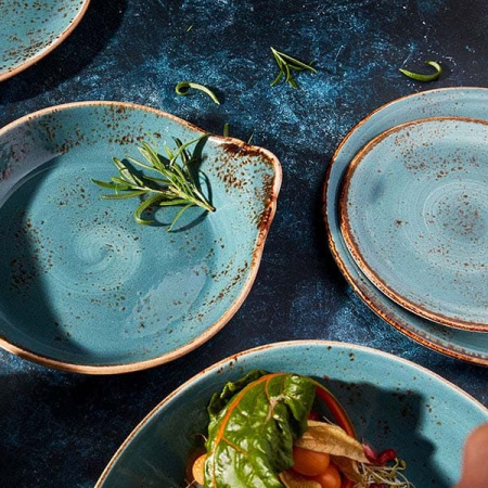 Тарелка мелкая «Крафт»; фарфор; D=25,H=3см; синий