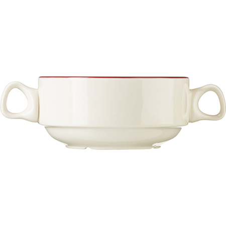 Бульонная чашка «Кларет»; фарфор; 285мл; D=11.5,H=5.2см; бежев.,бордо