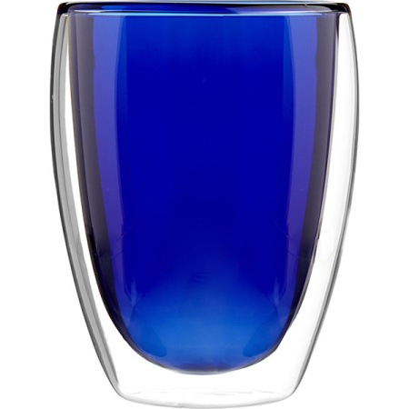 Бокал двойные стенки «Проотель»; термост.стекло; 350мл; D=85мм; синий
