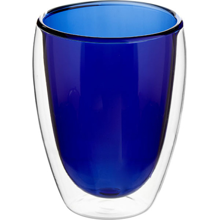Бокал двойные стенки «Проотель»; термост.стекло; 350мл; D=85мм; синий
