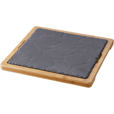 Блюдо квадратное «Базальт»; фарфор; L=25.5,B=25.5см; черный,матовый