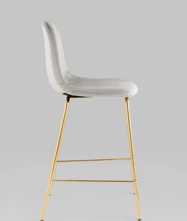 Стул полубарный Валенсия SN велюр серый золотые ножки