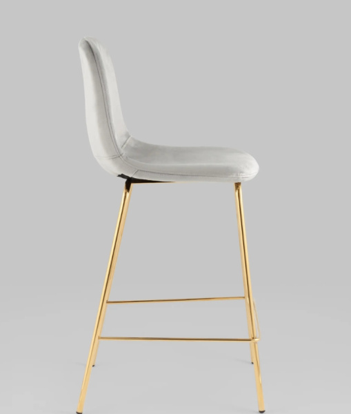 Стул полубарный Валенсия SN велюр серый золотые ножки