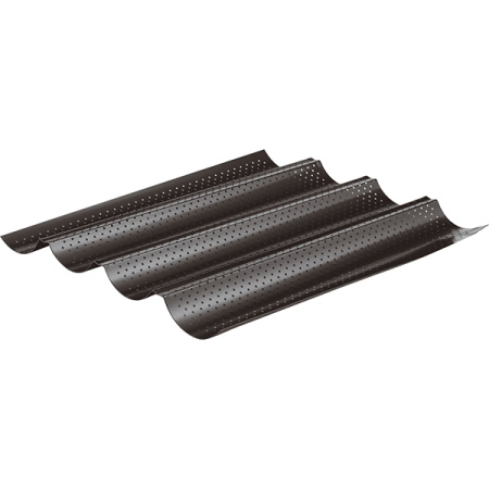 Форма для выпечки багетов перф.; сталь; H=2.5,L=38,B=33см; черный