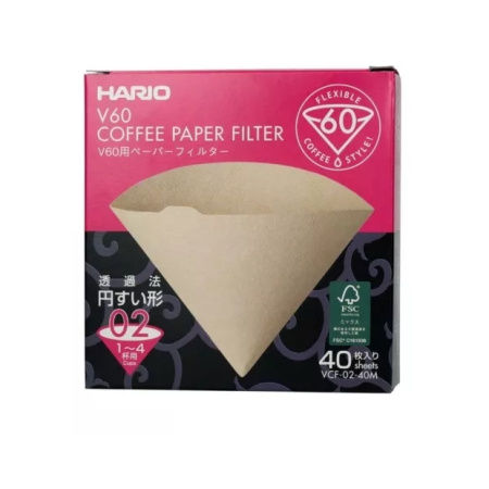 Фильтры Hario V60 бумажные неотбеленные 40 шт