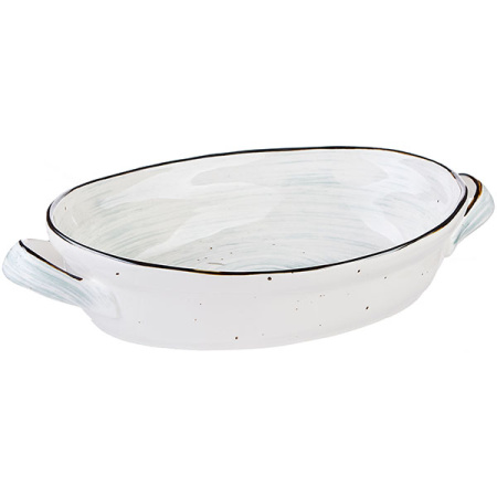 Блюдо овал.для запек.с ручк. «Пастораль»; фарфор; 1250мл; H=6,L=25,B=19см; зелен.