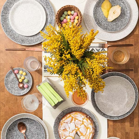 Тарелка  мелкая «Инк Грэй»; фарфор; D=30см; белый,белый