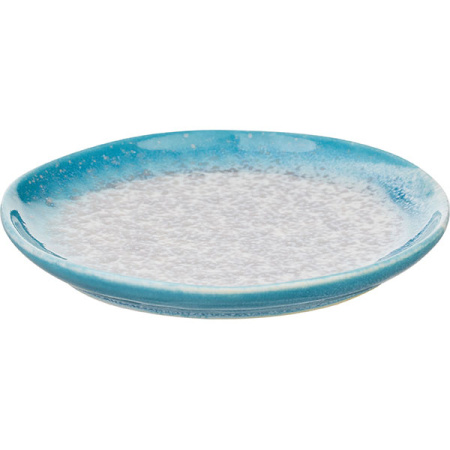 Тарелка «Нептун»; фарфор; D=15,H=1.5см; бирюз.,белый