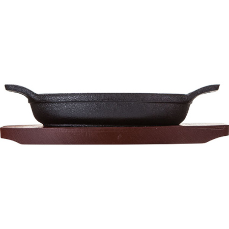 Сковорода для фахитос овал.на подставке; чугун,дерево; H=4.5,L=15.5,B=9.5см