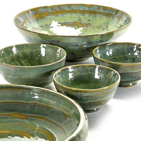 Салатник «Пьюр»; керамика; D=31,H=6.7см; зелен.