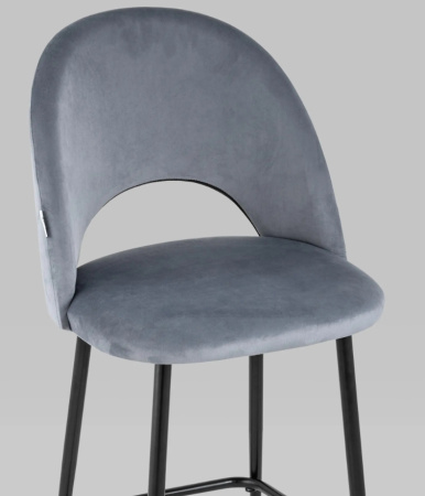 Стул полубарный Меган велюр серый